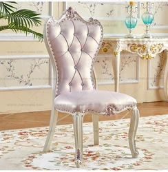 European style dining chair Korean pastoral modern simple solid wood restaurant back chair cloth art ivory white hotel  chair