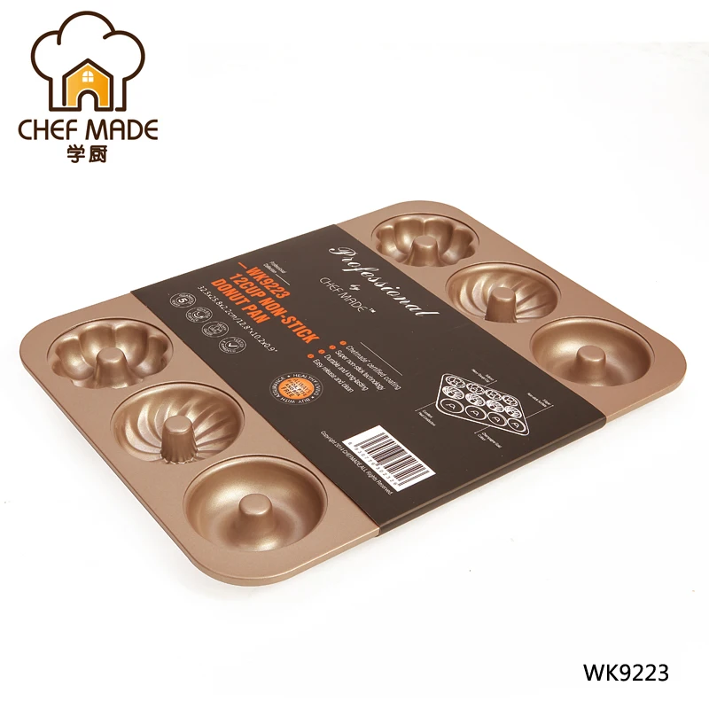 
CARBON STEEL CHAMPAGNE 12 CUP NON-STICK DONUT PAN BAKING PAN 
