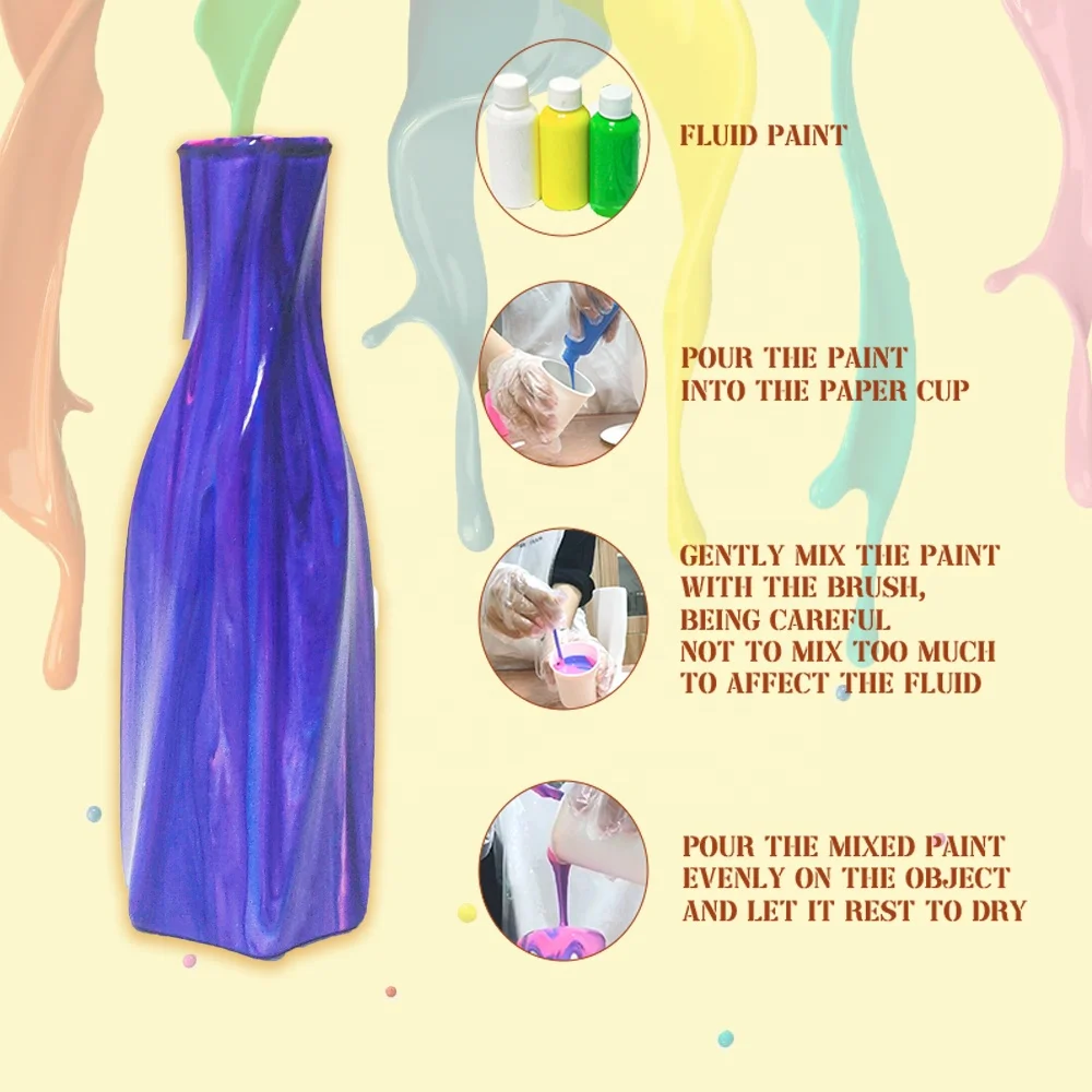 DIY Vase Painting Fluid Painting Kit Pouring Acrylic Paint Fluid Art with Vase