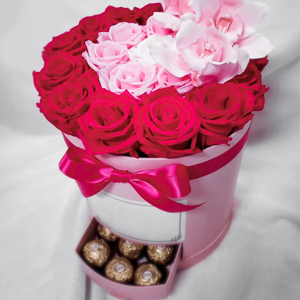 Luxury Flower Arrangement Box With Drawers Chocolate Bouquet Box Flower Rose Gift Box With Drawer