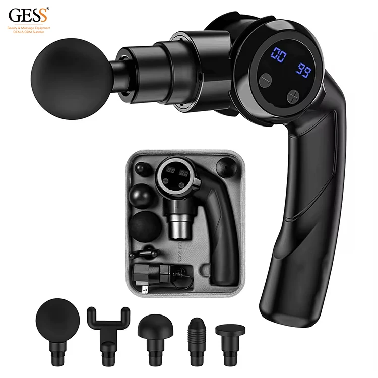 A 180-degree Folding Professional Facial Massager Gun Full Body Muscle Percussion Massage Fascia Chiropractic Massage Tool