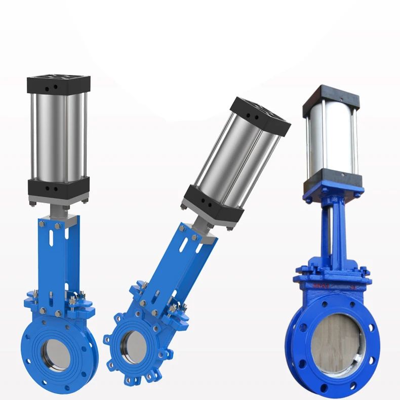 TKFM cast steel insert  slurry sludge knife gate valve with pneumatic actuator