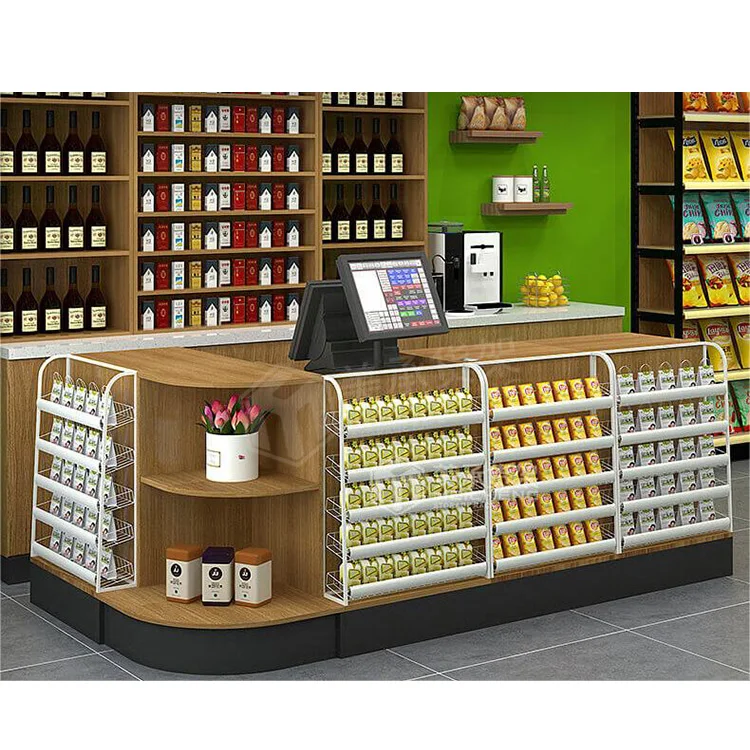 Meicheng Cash Check Out Counter In Cashier Supermarket Of Asian Classic Retail Store