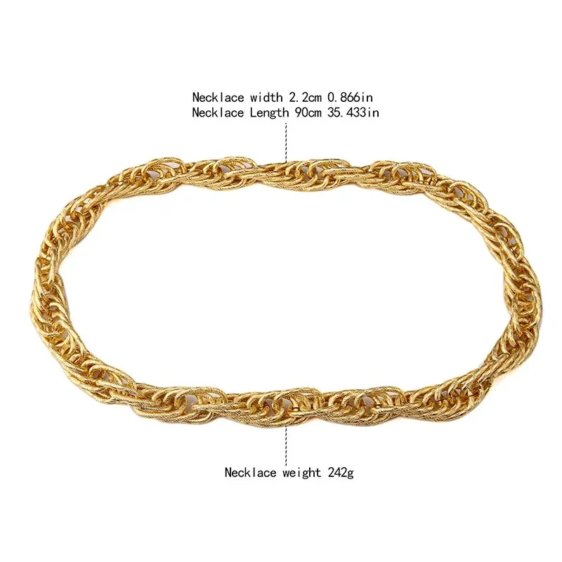 Super Thick Twist Chain Necklace Film Star Wearing Aluminium Hip Top Characteristic Trend Leader Necklace Cool Jewelry
