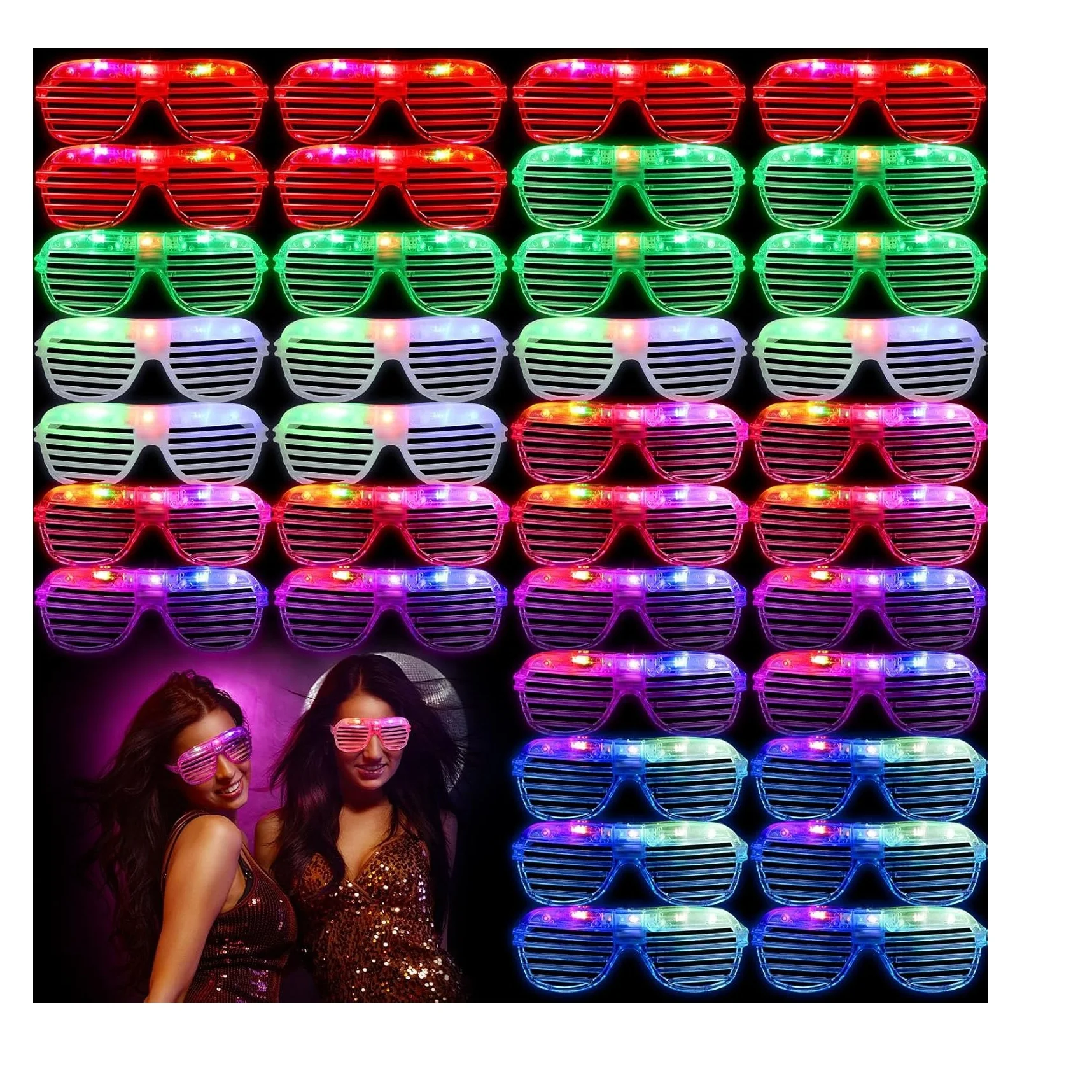 LED Glasses Party Supplies for Rave Neon Glasses Flashing Sunglasses Light Up Glasses for Birthday Wedding Concent Party