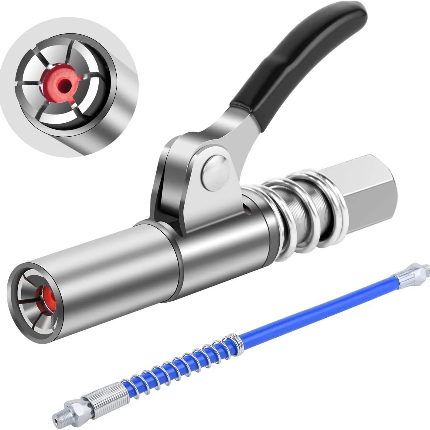 Quick Release Grease Gun Coupler And 30cm Soft House Kit Grease Gun Accessories Suits All Grease Gun Fittings Flat Head Nozzle