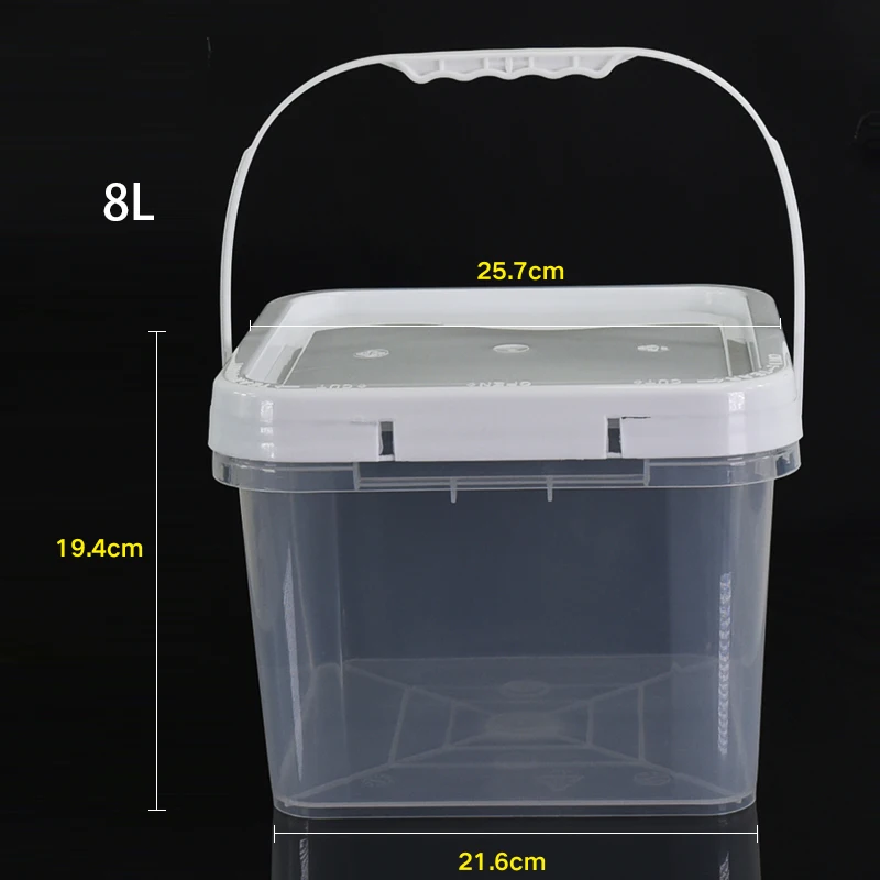 High Quality Fashion Big Square Plastic 8 Liter Bucket with Lids Food Grade For Packaging