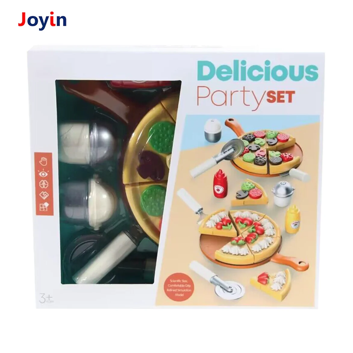 Pretend Play Pizza Set with Plates and Pizza Cutting Accessories for Kids Cooking Fun