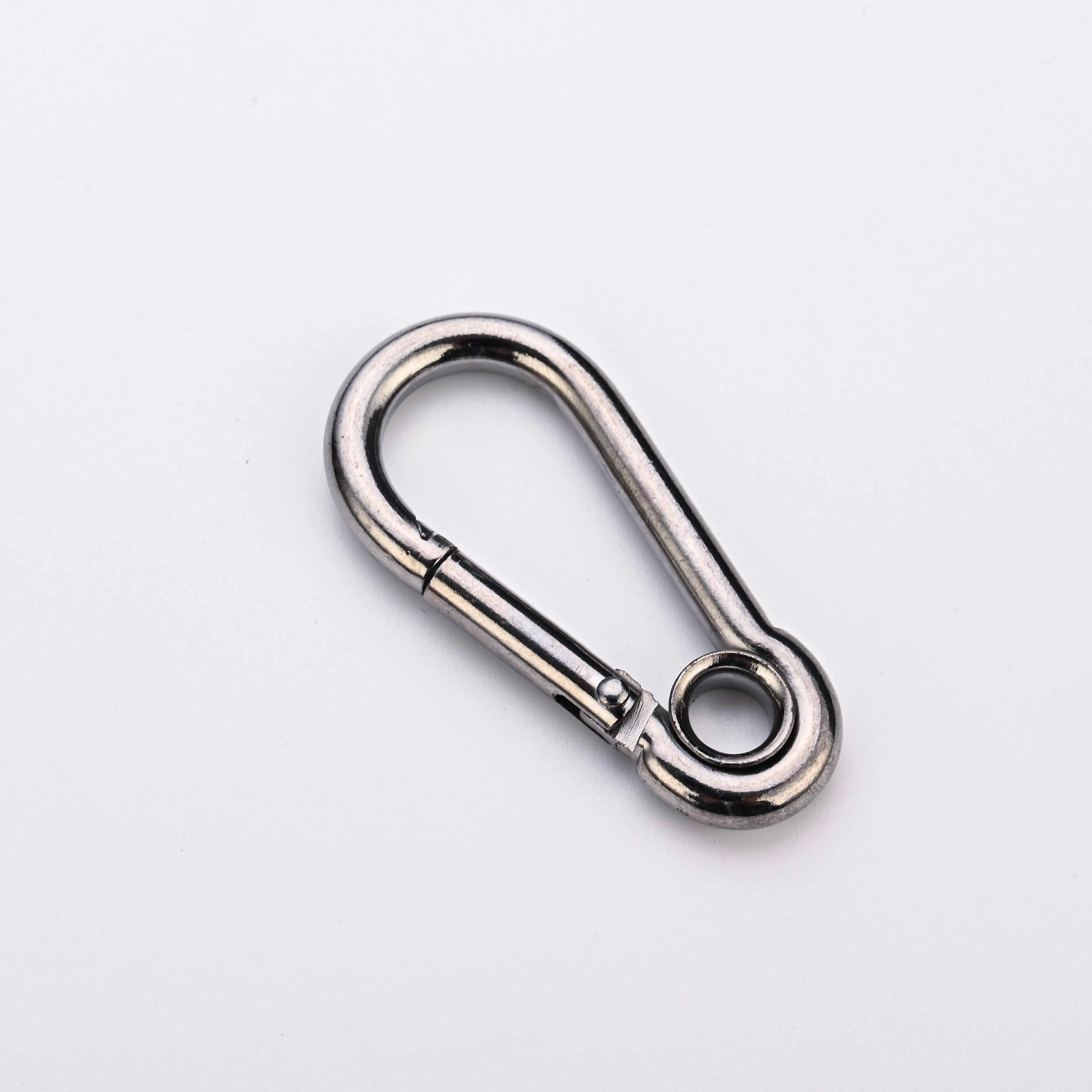 Factory direct sales 7 # locking hardware buckle 304 316 spring hook stainless steel mountaineering hook Circled zinc