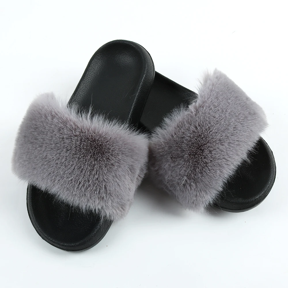 
Wholesale Cheap New Style Furry Slides Double Fur Slides slippers 