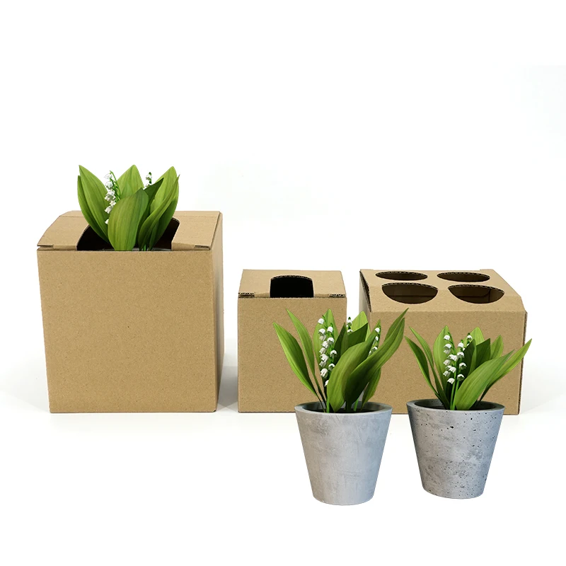 Wholesale Live Potted Plant Packing Box Durable Wall Kraft Paper Corrugated Cardboard Plant Shipping Box for Transportation