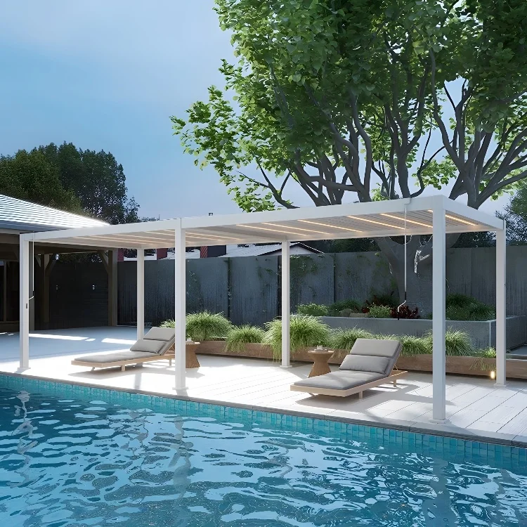 Customized Size Outdoor Gazebo Bioclimatica Aluminum Louvered Pergola Roof System Waterproof Louvered Pergolas