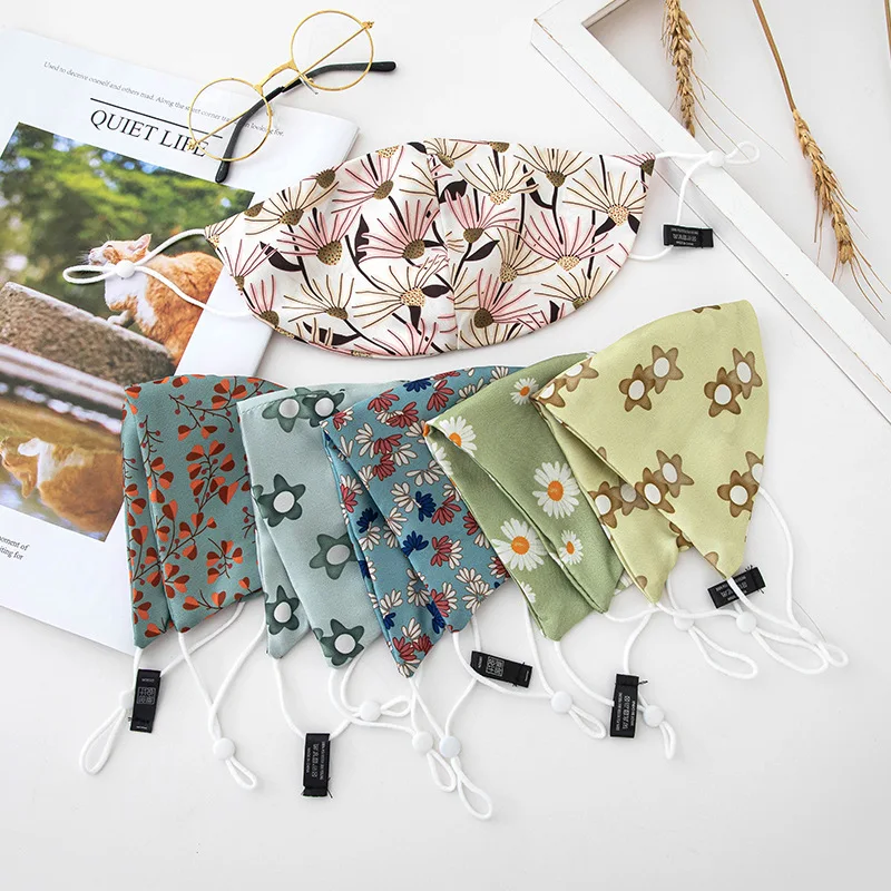  Легкие Сатиновые тканевые гладкие дышащие пыленепроницаемые моющиеся маски с принтом хлопковые модные для лица