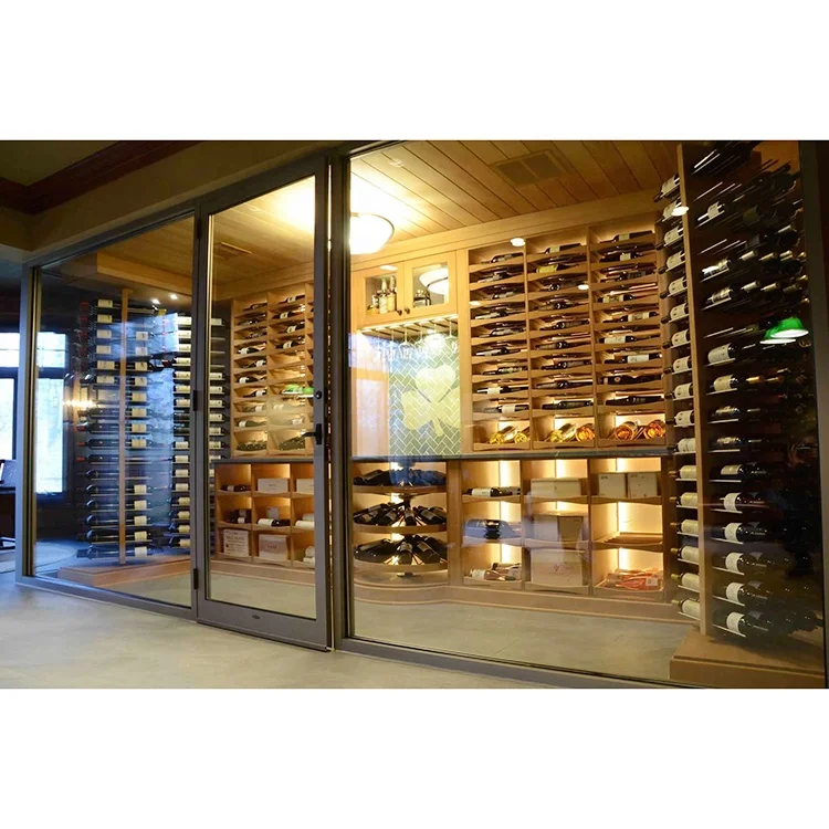 Elegant Solid Wood Wine Cellar Cabinet with LED Lighting and Advanced Cooling System Perfect for Wine Enthusiasts and Collectors