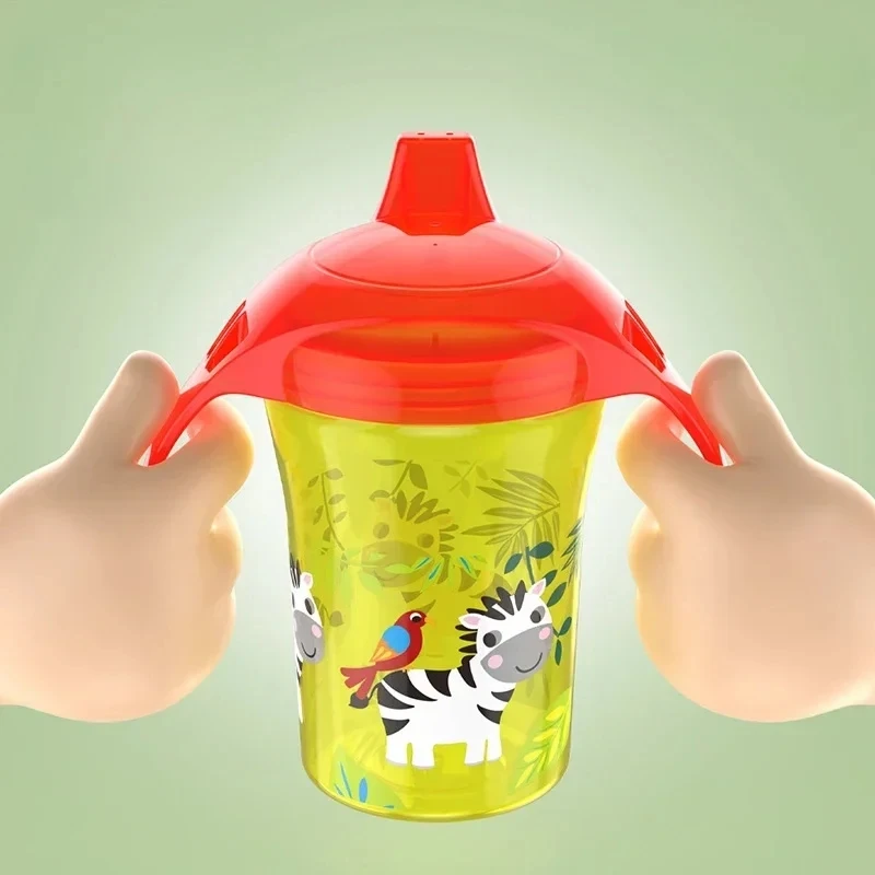 260ML Baby Learning Drinking Cup with Double Handle Flip Lid BPA Free Leakproof Infants Water Cups Bottle Duckbill Cup with Lid