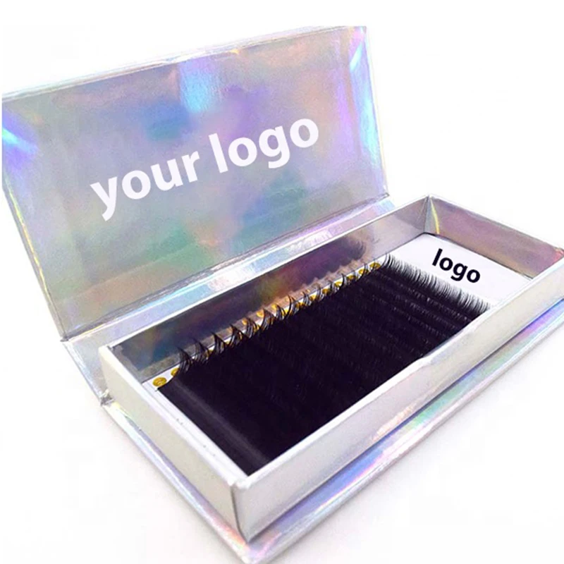 
2020 Private Label Custom Packaging Faux Mink Silk 0.07mm False Lashes Synthetic Individual Eyelash Extensions 