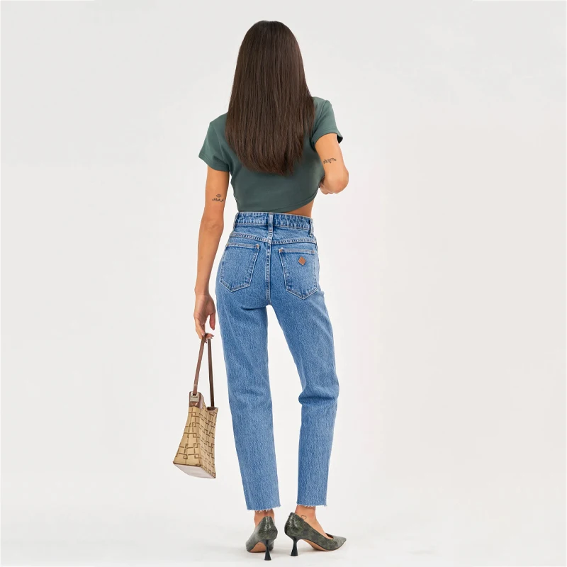 High Quality Supplier Manufacturer Custom Logo Wholesale Woman Ladies Women New Pants Celana Jeans Wanita High Slim Jeans