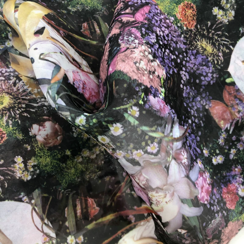 Digital Printing 100% Polyester Cheap Organza Tulle Fabric Lace for Girls Dresses / Garments Lace Fabric Pants Fabric Woven