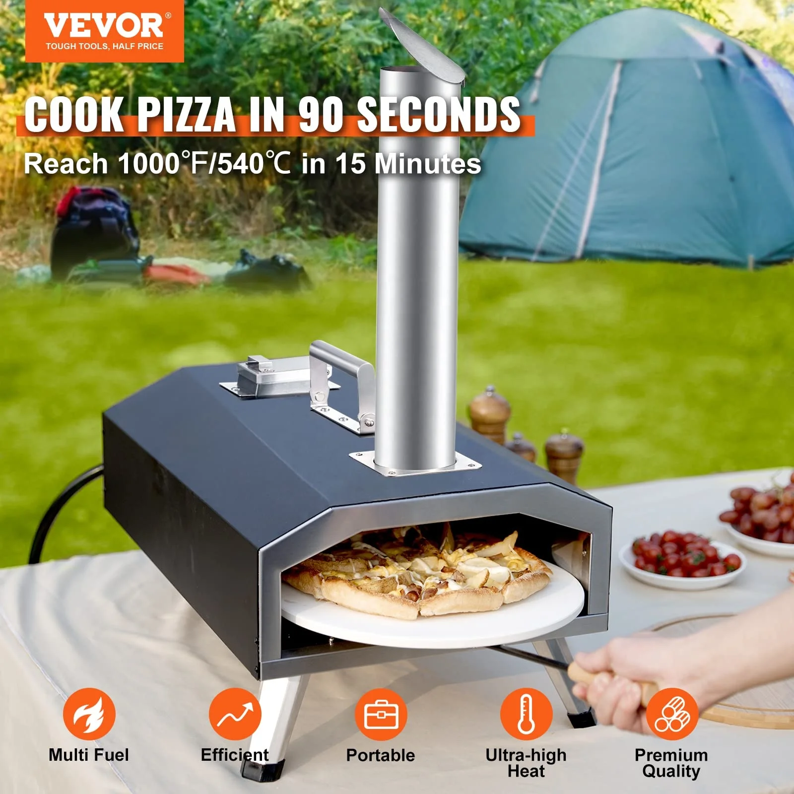 New Fashion Design Outdoor Pizza Gas and Wood Fire oven Manual Rotating Pizza Stone Support Custom Size