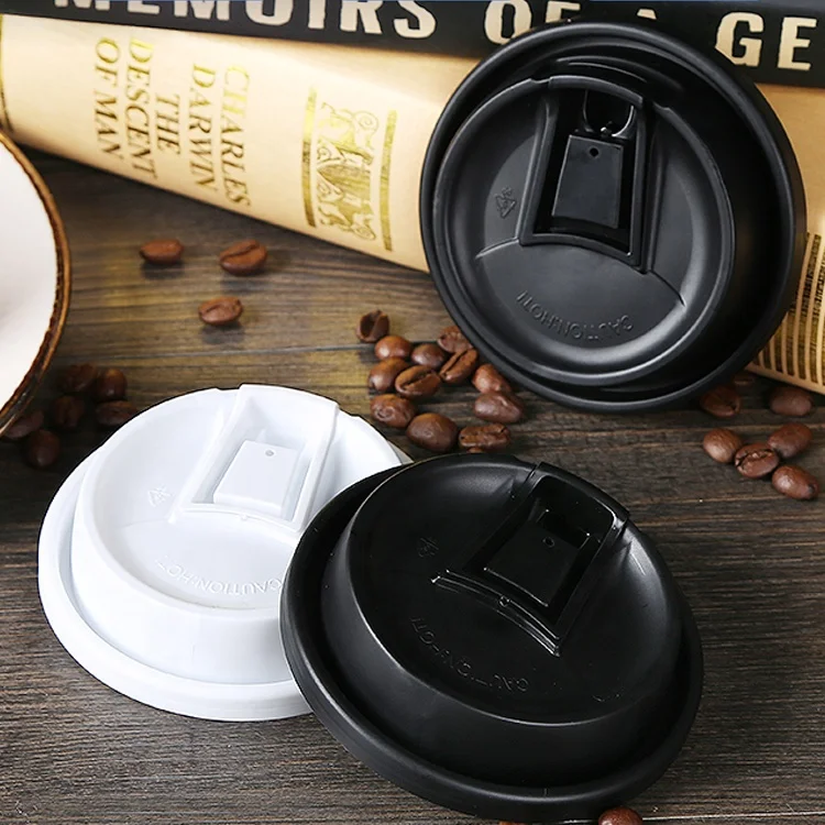 90mm Flat Lid  Injection Molded Switch Cover Disposable Lids Leakproof Food Grade PP Material for Paper Cups