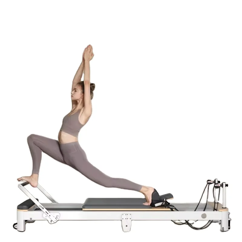 White Color Aluminium Alloy Pilates Foldable Women Fitness Studio Core Bed Pilates Reformer