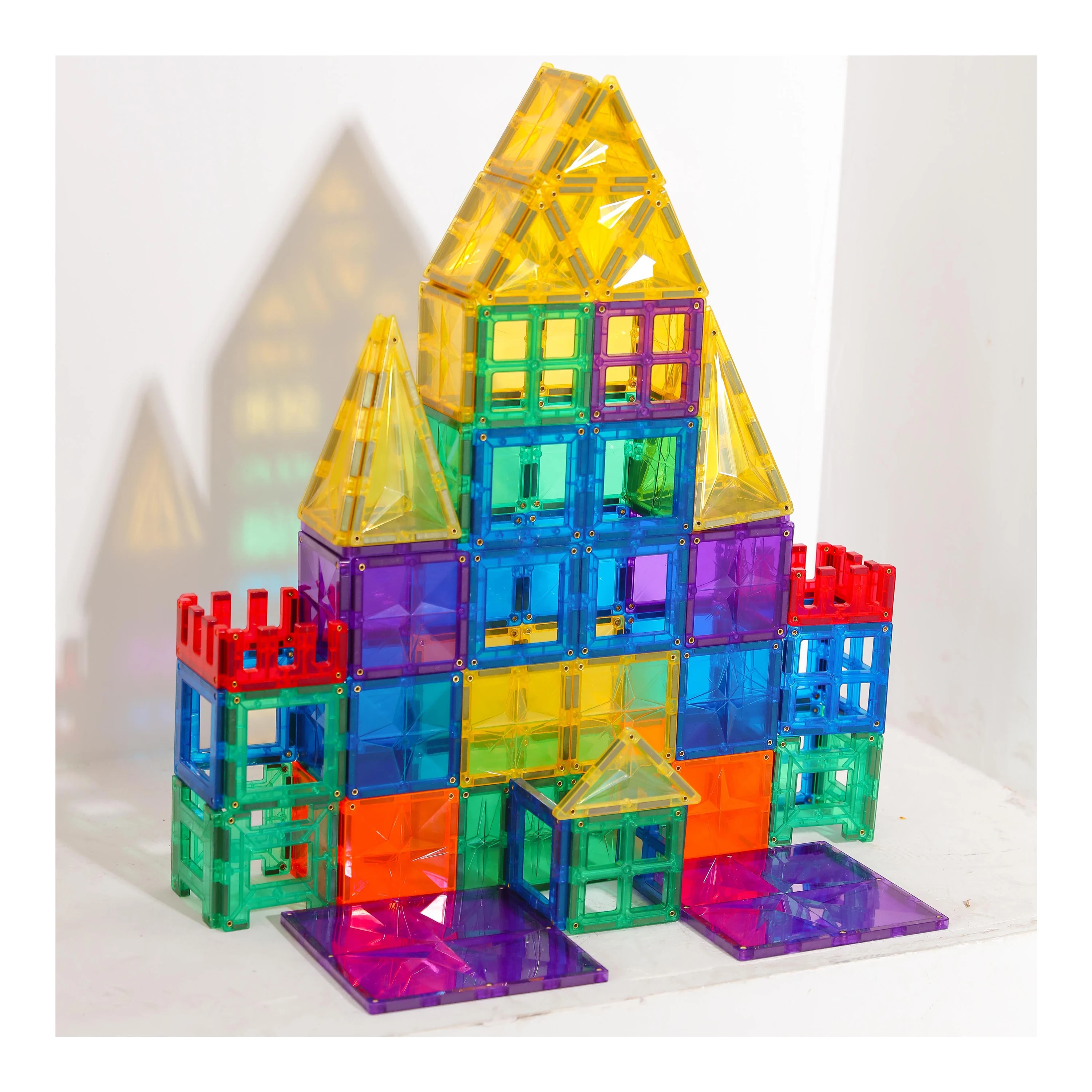 Mntl New Intelligent Educational Magnetic Tiles Toys 108psc Star Shape plastic magnetic building tiles For Kids