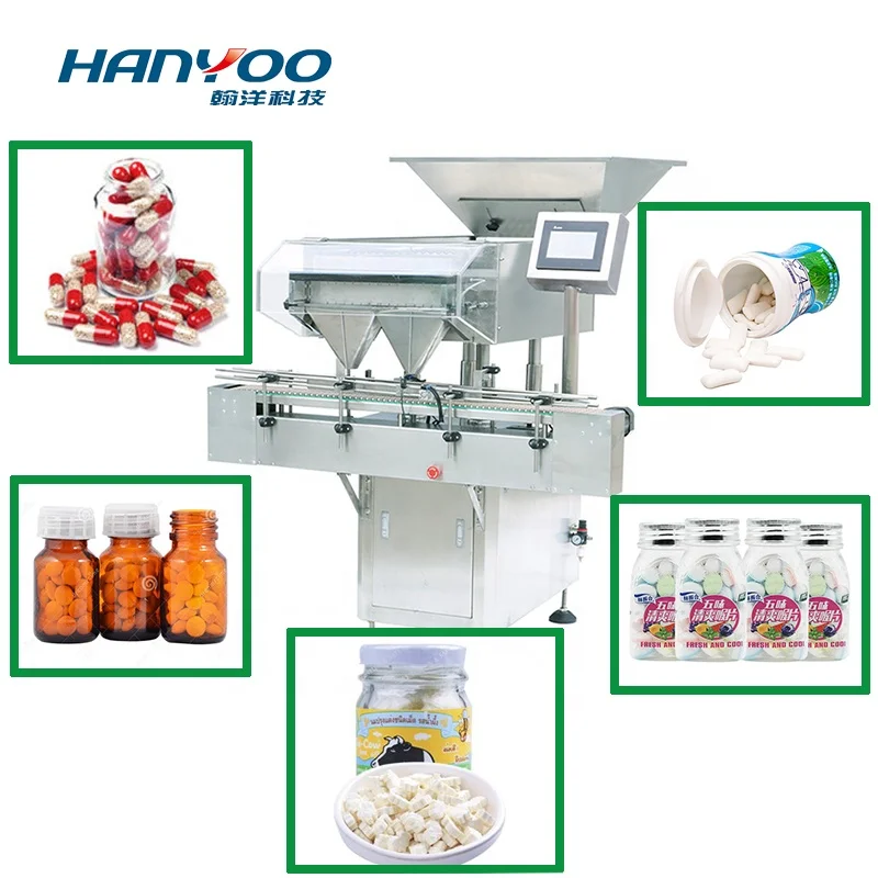 DSL-16 Candy Sugar Balls Chocolate Counting Line Pharmacy Soft Gel Tablet Capsule Pill Counting And Bottle Filling Machine