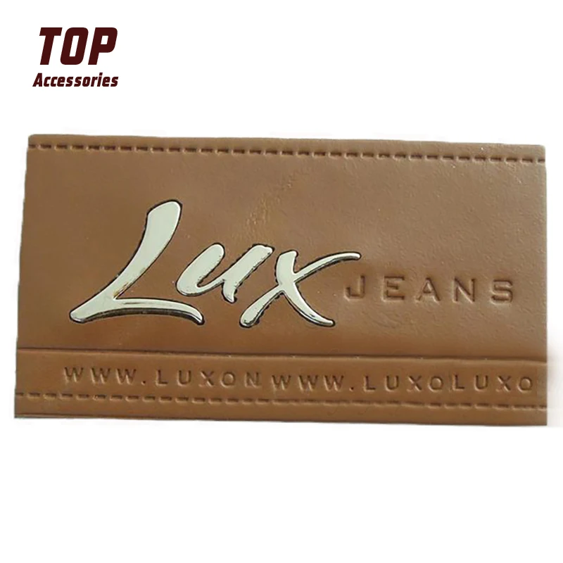 Горячая Распродажа металлическая искусственная тисненая кожаная этикетка для одежды