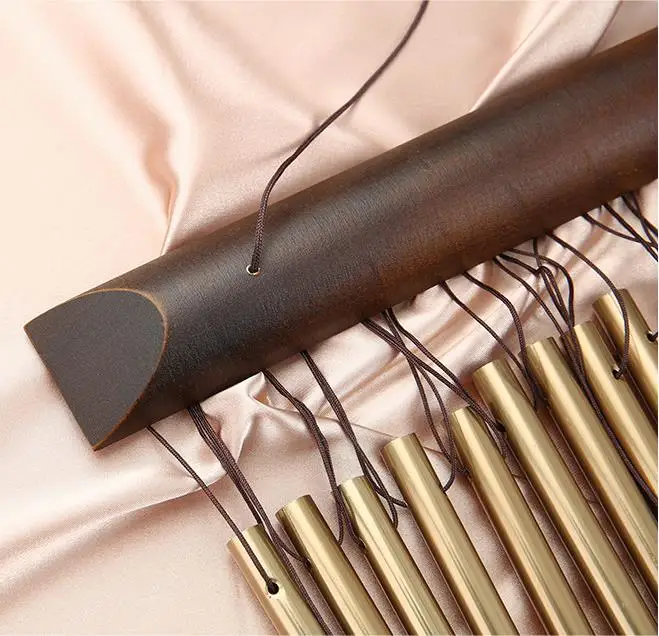 Wholesale European 75cm windchime single gift box packing metal tube golden home decorative wind bells with butter fly pendant