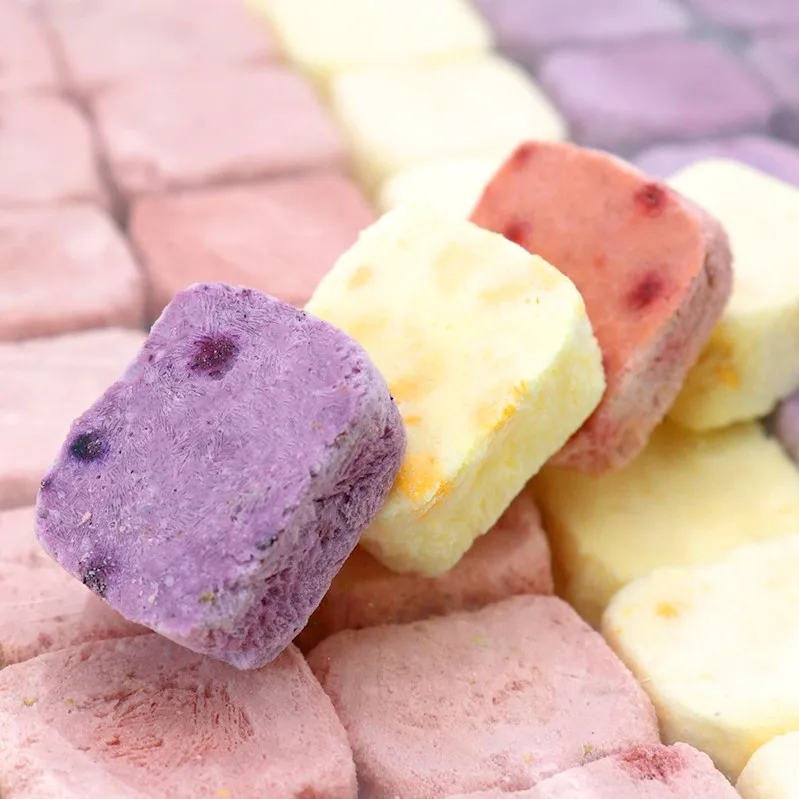 Factory Supply Hot Sale Snack Biscuit Tea Oatmeal Chocolate Ice Cream Yogurt Dried Yogurt Freeze With Fruits Cube
