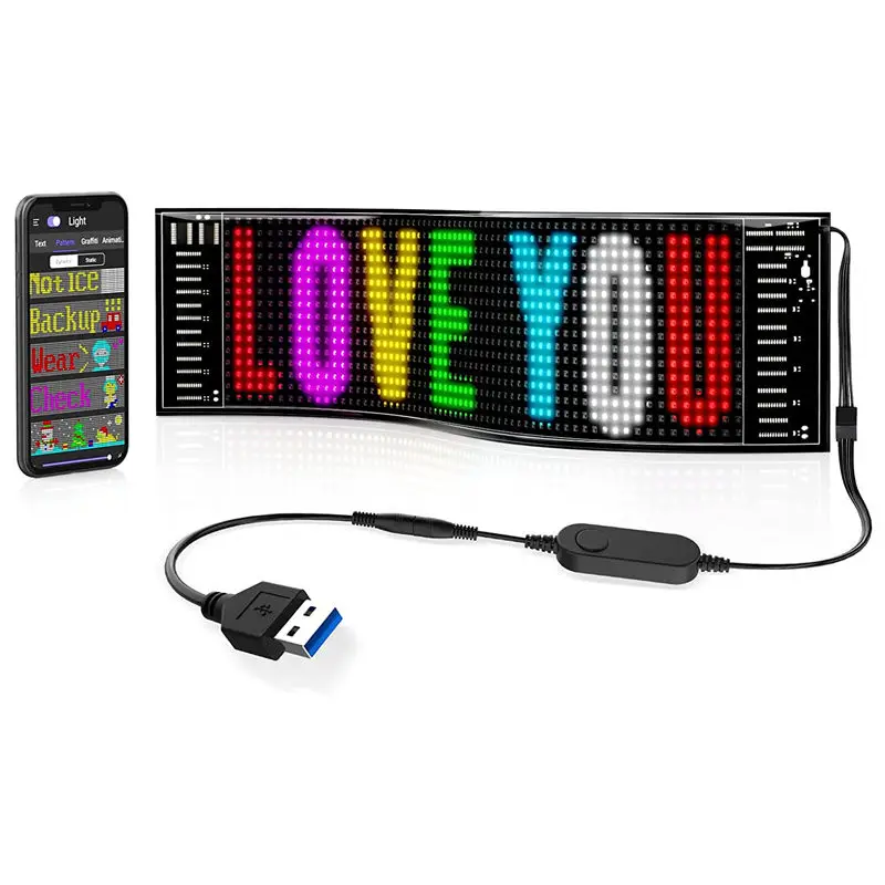 Flexible Matrix Panel Screen Bluetooth App Control USB LED Car Sign Panel For Advertising Shop Festival LED Flexible Display