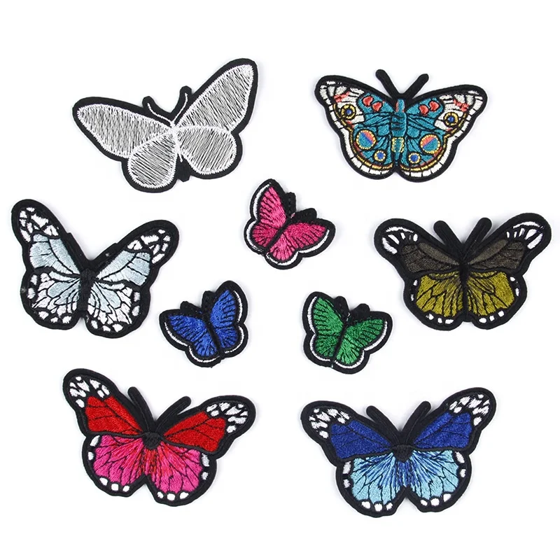 New Design Colorful Butterfly Iron On Backing Garment Badges Embroidered Patches and Applique