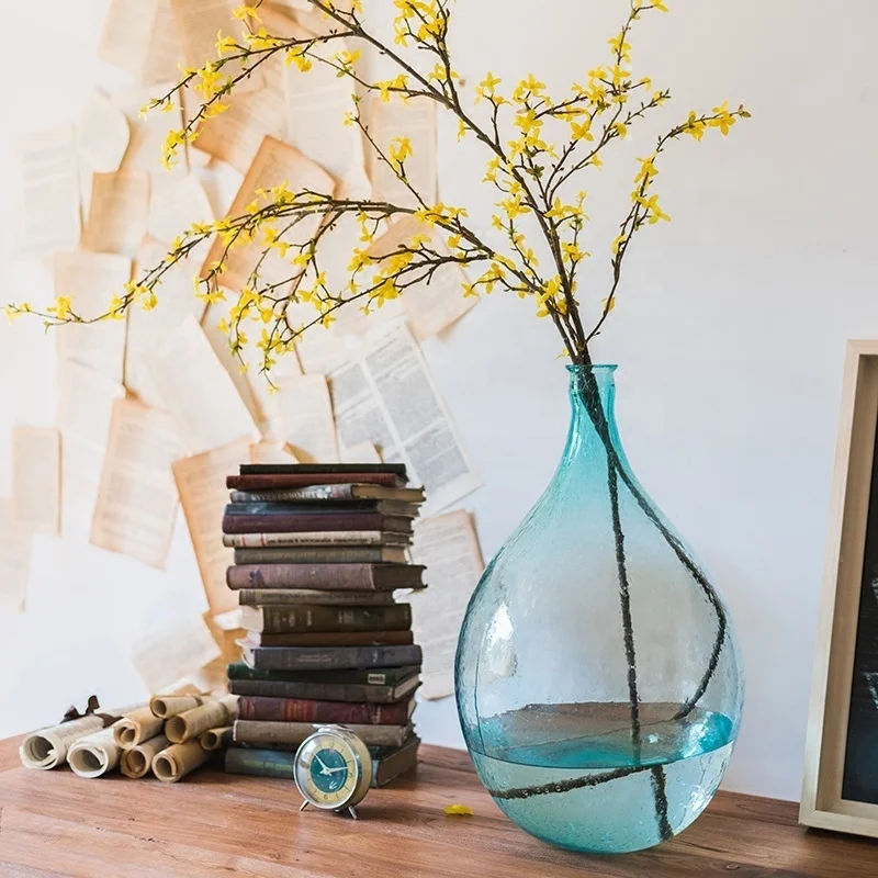 Dome blue large glassware vase vase decoration living room flower arrangement handmade Nordic space decoration