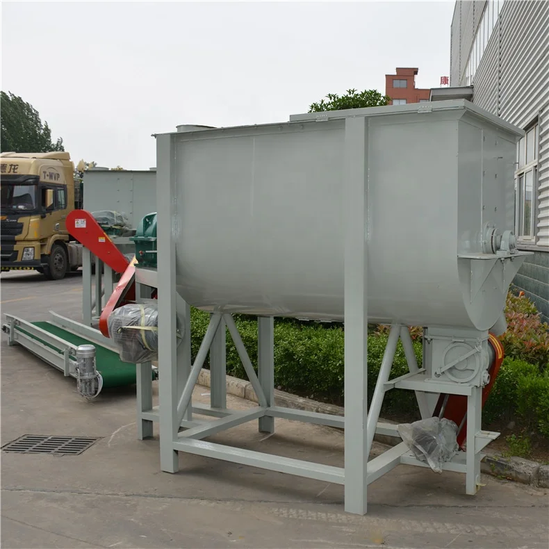 Farm use fodder mixing machine grinder half ton bird quail feed mixer horizontal feed machine mixing for animal Feed Processing