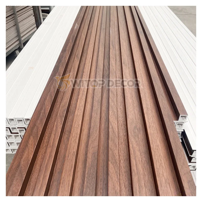 160mm Indoor wpc fluted walls decorative 160 Wood grain laminated wood alternatives wood veneer panel
