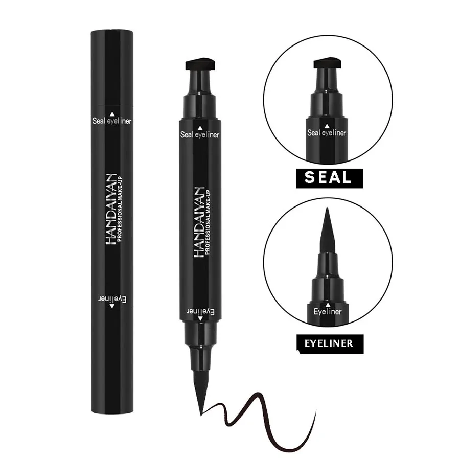 In Stock Double-end Triangle Liquid Eye Liner Pencil Eye Makeup Waterproof Fast Dry Black Color Stamp Eyeliner