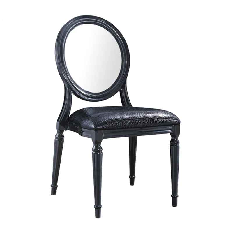 Factory Sale Wood Grain Stackable Black Dining Banquet Aluminium Louis Chair
