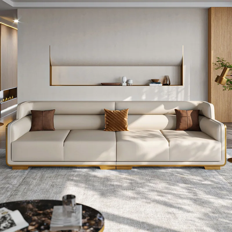 1 To 4 Seaters Couch New Modern Luxury Genuin Leather Living Room Sofa Metal Frame Furniture For Sale