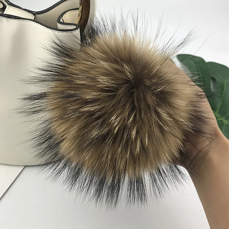 15cm natural color real raccoon fur pom pom