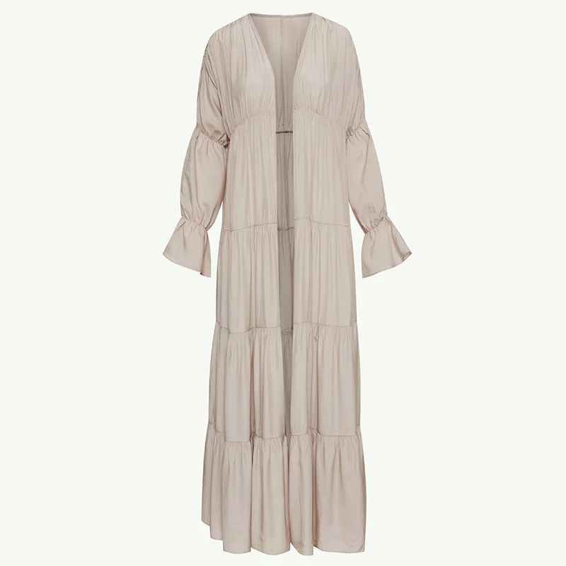 Dubai Turkey Arab Elegant Chiffon Kimono for Women Muslim Solid Color Open Islamic Clothing Muslim Dresses Abaya