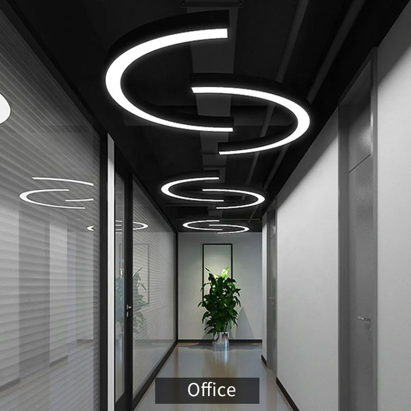 Custom Modern Ceiling Lights Curved LED Linear Light Custom Lamp Pendant Chandelier Lighting Fixture