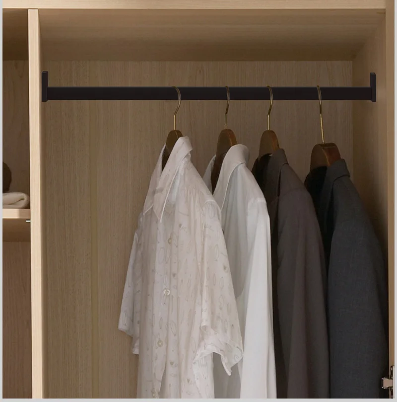 Aluminum Customized Black  Wardrobe Hardware Hanging Rail Wardrobes Closet Silent Non-slip Clothes Wardrobe Tube