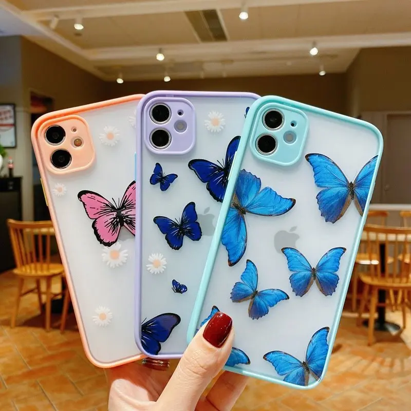 
Beautiful Girl Phone Case Butterfly Phone Case For iPhone 11 12 Pro X XR XS Max 7 8 Plus 7Plus 8Plus Mobile Phone Cover 