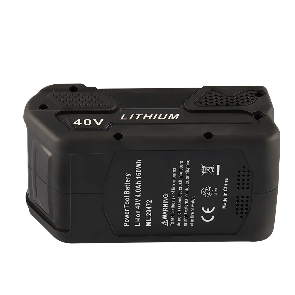 6000mAh 40V  18650 Battery pack GRW40 Li-ion Battery Replacement for Green 40V works battery G40LM45 G40LT 24252 29662
