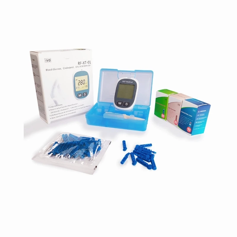 GooDoctor Hot Sale Custom Logo Home Use Portable Blood Glucose-Cholesterol-Uric Acid 3 in 1 Test Meters