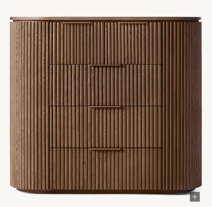 Luxury Antique Natural Solid Wood 5 drawers dresser
