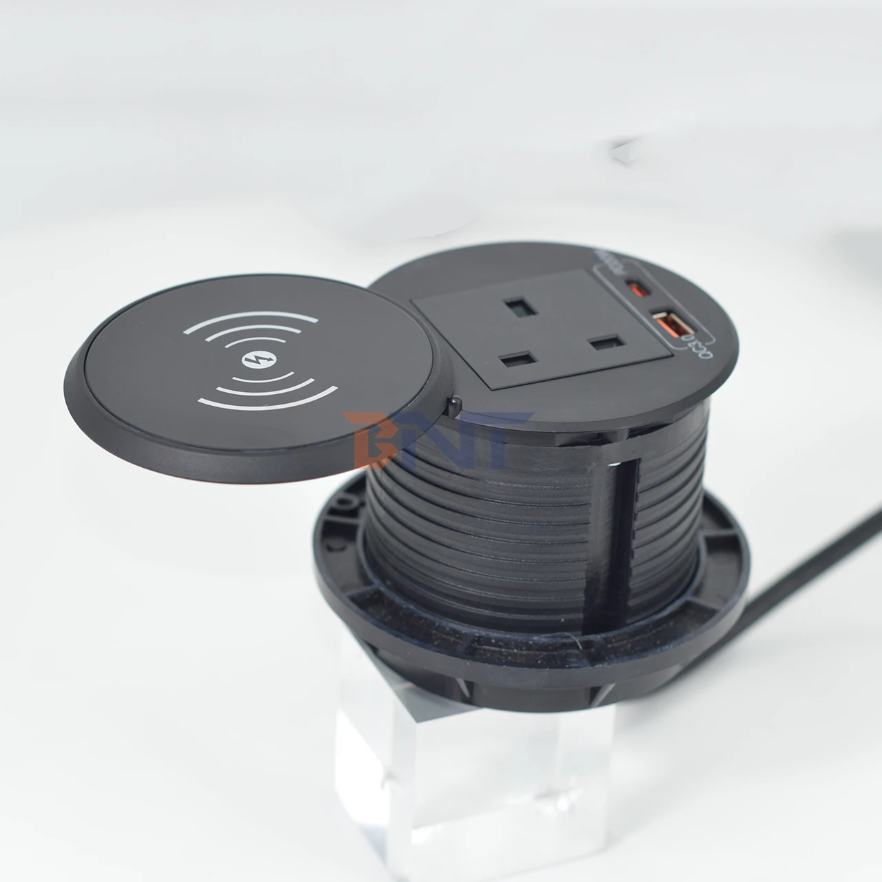 UK Office Furniture Universal Smart round Desk Grommet Socket Hidden Recessed Power Socket with 16A Charging Capability