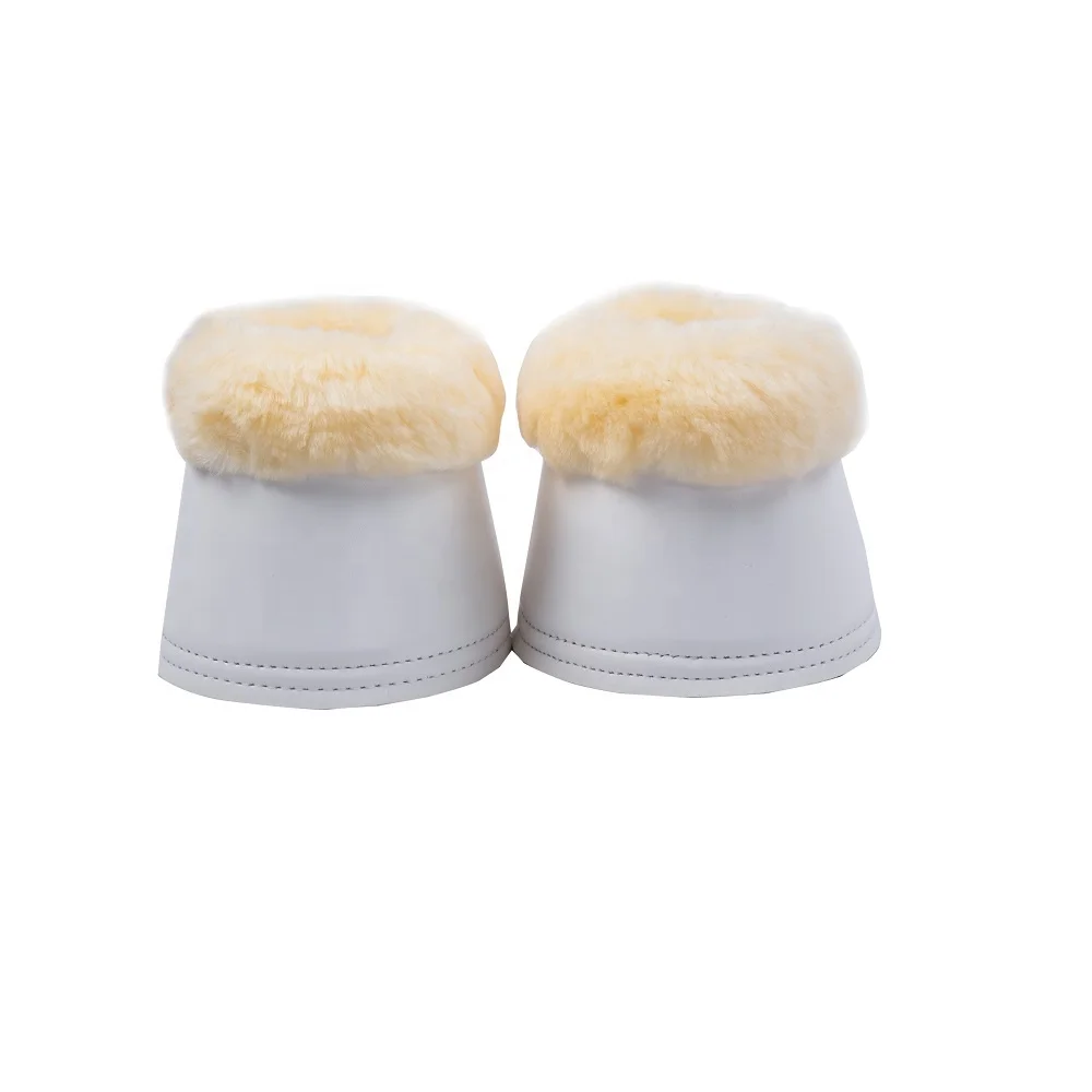 Hot Sale Rubber Bell Boots for Horses White Cheap Sheepskin Bell Boots