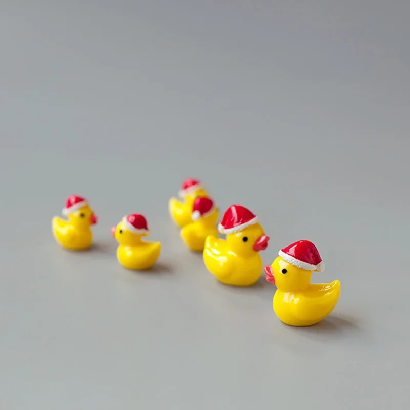 Christmas Decor Yellow Ducks Figures for Diy Terrarium Landscape Mini Garden Miniatures Home Children