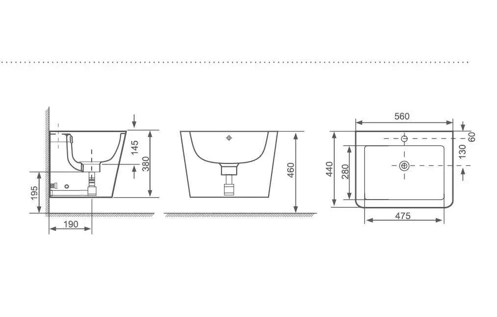 2023 Factory Hot Sales Ceramic Hand Wall hung Wash Basin Square Basin For Bathroom